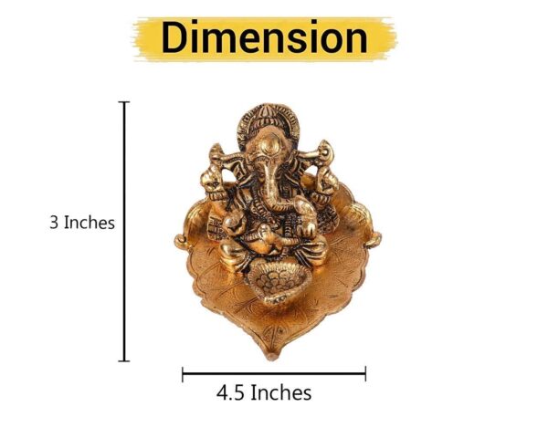 Ganesh Idol on Leaf - Lord Ganesha with Diya - Metal Diya for Diwali Decoration | eBay - Image 3