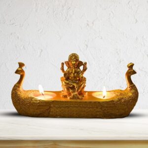 Ganesha Tea Light Candle Holder with Peacock Design | Resin Idol for Diwali, Poo | eBay
