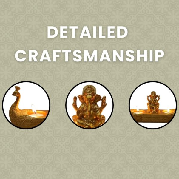 Ganesha Tea Light Candle Holder with Peacock Design | Resin Idol for Diwali, Poo | eBay - Image 5