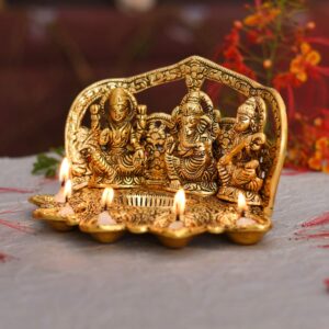 India Laxmi Ganesh Saraswati Idol Diya Oil Lamp Deepak - Metal Lakshmi Ganesha S | eBay