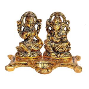 Laxmi Ganesh Idol Diya Oil Lamp Deepak - Metal Lakshmi Ganesha Showpiece Statue | eBay