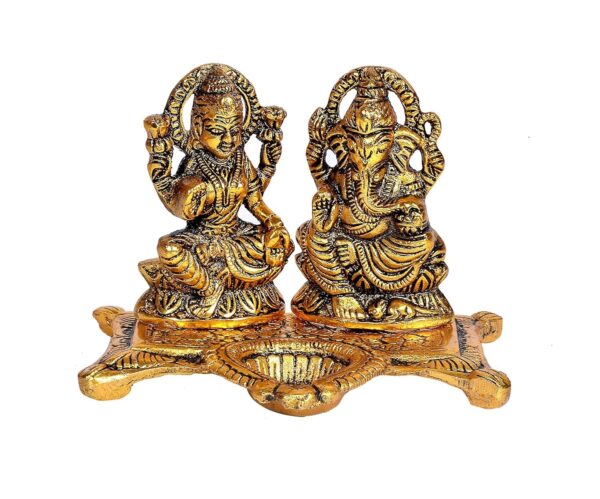 Laxmi Ganesh Idol Diya Oil Lamp Deepak - Metal Lakshmi Ganesha Showpiece Statue | eBay