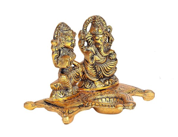 Laxmi Ganesh Idol Diya Oil Lamp Deepak - Metal Lakshmi Ganesha Showpiece Statue | eBay - Image 4