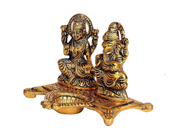 Laxmi Ganesh Idol Diya Oil Lamp Deepak - Metal Lakshmi Ganesha Showpiece Statue | eBay - Image 5