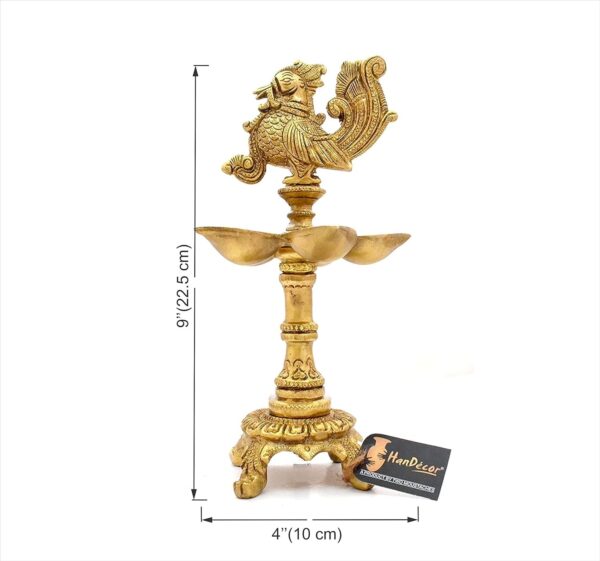 Premium Peacock Design 5 Oil Wick Brass Diya, Weight 1.3 Kg, (Yellow_4 Inch X 4 | eBay - Image 2