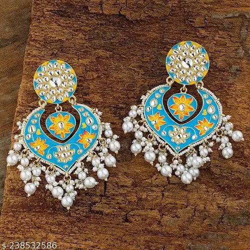 Indian Meena Kundan Latest Gift For women girl Tops Earrings Jewelry Jewellery c | eBay - الصورة 5