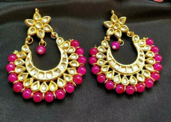Kundan Bridal Meena Indian Wedding Jewelry Traditiona Handmad Earrings Party Wen | eBay - Image 5