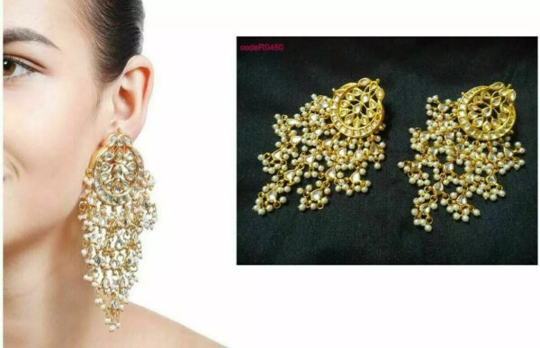 Bridal Kundan Meena Indian Wedding Jewelry Traditiona Handmad Earrings Party See | eBay - Image 3