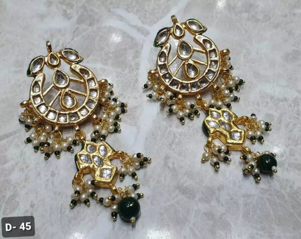 Bridal Kundan Meena Indian Wedding Jewelry Traditiona Handmad Earrings Party See | eBay - Image 4