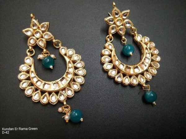 Kundan Bridal Meena Indian Wedding Jewelry Traditiona Handmad Earrings Party Wec | eBay - Image 2