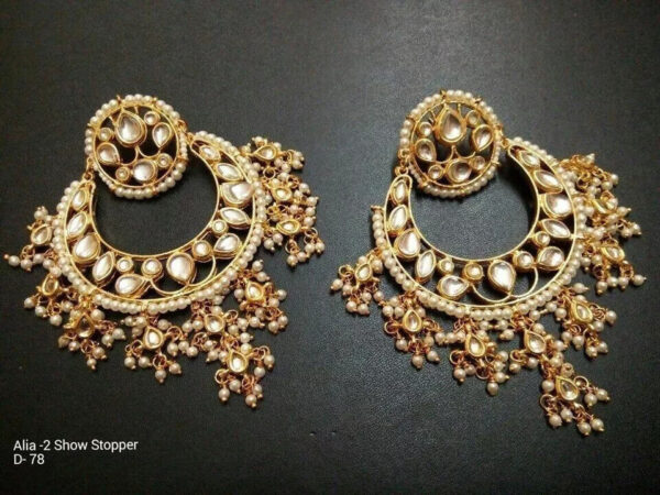 Bridal Kundan Meena Indian Wedding Jewelry Traditiona Handmad Earrings Party Sss | eBay - Image 5