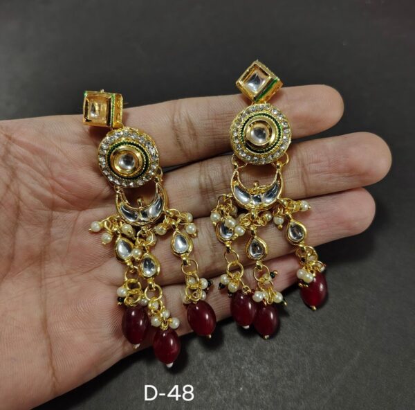 Blue Ethnic Kundan Backside Meena Bollywood Earrings Tops Ramdan Spl Jewelry | eBay - Image 2