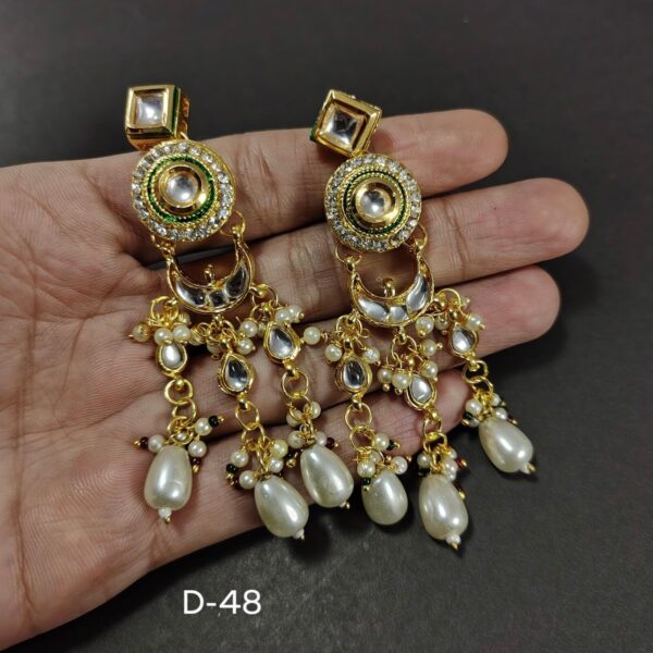 Green Ethnic Kundan Backside Meena Bollywood Earrings Tops Ramdan Spl Jewelry | eBay - Image 2