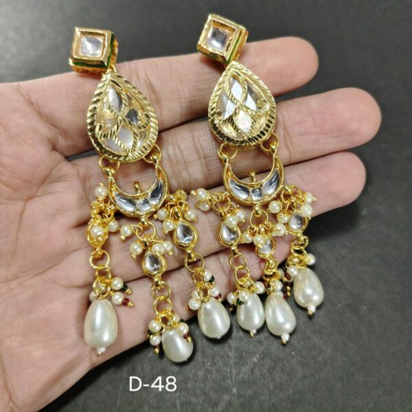 Green Ethnic Kundan Backside Meena Bollywood Earrings Tops Ramdan Spl Jewelry | eBay - Image 4
