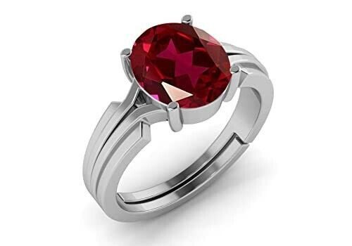 7.25 Ratti / 6.25 Carat Natural Ruby Stone Astrological Silver Adjustable Ring F | eBay - الصورة 2
