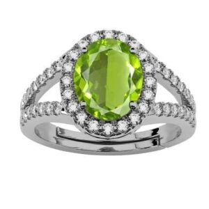 9.25 Ratti 8.50 Carat Natural Peridot Cubic Gemstone Silver Adjustable Ring Oval | eBay