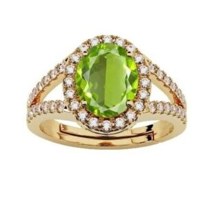 5.25 Ratti 4.50 Carat Natural Peridot Cubic Zirconia Gold Plated Adjustable Rin | eBay