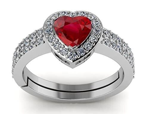 5.25 Ratti 4.50 Carat Certified Ruby Manik Gemstone Heart Shape Silver Ring For | eBay