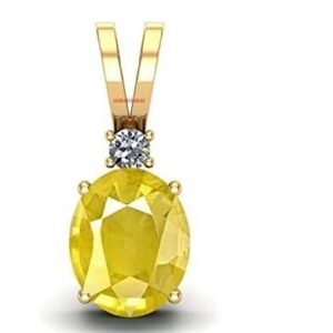 8.25 Ratti Natural Yellow Sapphire Pukhraj Gemstone Stone Pendant Locket with La | eBay