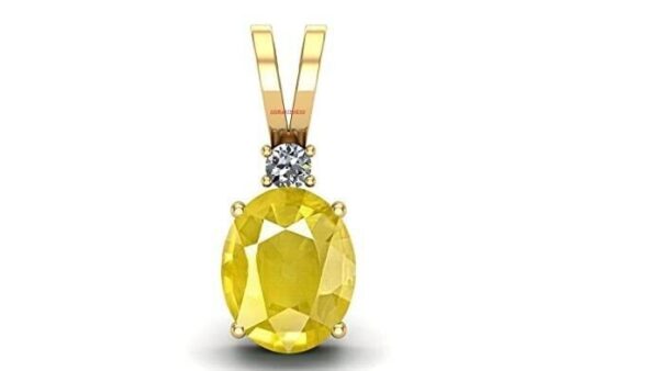 8.25 Ratti Natural Yellow Sapphire Pukhraj Gemstone Stone Pendant Locket with La | eBay