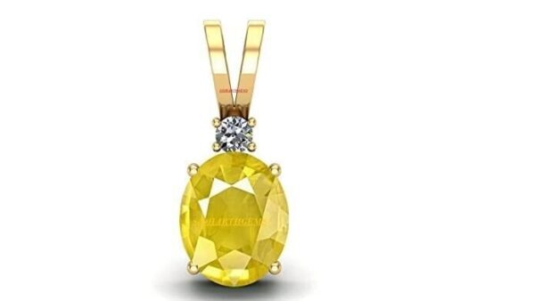 8.25 Ratti Natural Yellow Sapphire Pukhraj Gemstone Stone Pendant Locket with La | eBay - Image 2