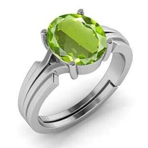 6.25 Ratti / 5.25 Carat Peridot Gemstone Silver Adjustable Ring For Women's | eBay