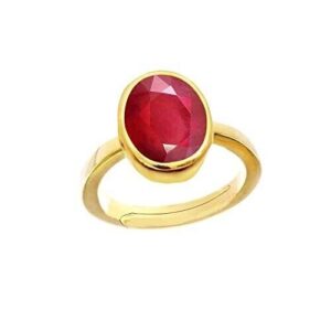 6.00 Ratti A+ Quality Ruby Manik Gemstone Gold Plated Ring for Women's and Men' | eBay