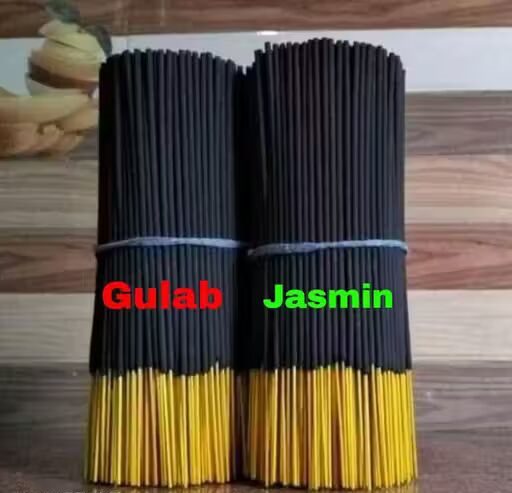 Poojavi Gulab & Jasmin Agarbatti Combo 125g Each (Total 250g) | Natural Fragrance Incense Sticks for Puja, Meditation & Home Use