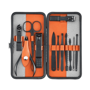 Poojavi Nail Cutter Set 12 Pcs Nail Clipper Set with Nail Filer for Men & Women, Pedicure Kit for Thick Toenails & Fingernails, Manicure kit, Premium Nail Cutter for Men, Ideal Gift, Brown