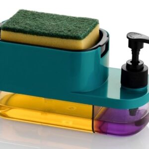 3 in 1 Soap Pump Dispenser Dish Soap Liquid Dispenser Sponge Holder Dish Soap Pump Dispenser for Kitchen Sink Countertop Kitchen Bathroom (Multi-Color)
