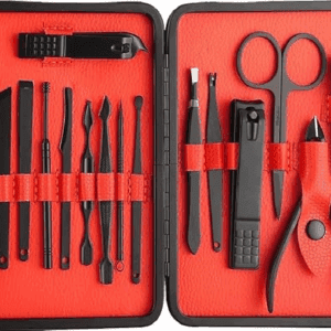 Poojavi 18 Pieces Grooming Kit (Eyebrow Razor, Tweezer, Hair Plucker, Baby Nail Cutter, Ear Cleaner,Nail Cleaner,) Pedicure Gift for Men and Women (Basics | 1B)