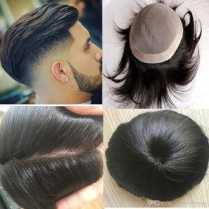 Size Human Hair Toupee/Patch/Human Hair Wig Non Surgical Hair Loss Solution For Men(Natural Black 10X8)