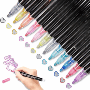 ens, 12 Colors Self-Outline Drawing Metallic Markers, Stationery for Gift Card Writing, Birthday Greeting, Scrap Booking