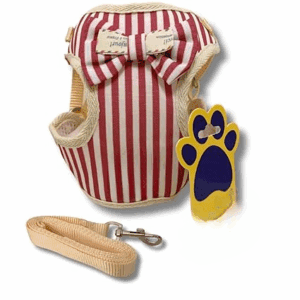 Poojavi Cat, Puppy and Small Dog Harness and Leash Set(Combo) - Quick Dry | Escape-Friendly | Comfortable Fit (Red Stripes, S)