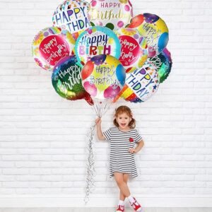 Happy Birthday Round Foil Balloon Assorted Design Pack of 10 Pcs
