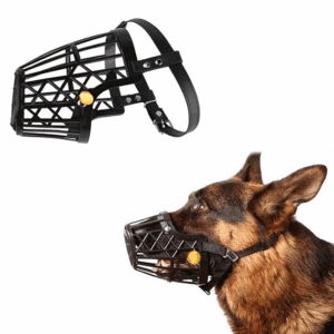 Poojavi Square Adjustable Strap Muzzle, Mouth Cover, Basket Cage, Pet Safety Collar for Anti Biting Dog. (Black, Medium)