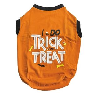 Poojavi Orange I Do Trick for Treat Printed Stretchable T-Shirts for Puppies, Kitten, Dogs and Cats (22" XXL)
