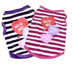 Poojavi VCombo of 2 Stripe Print Pet Vest Breathable Autumn,Spring & Summer Cotton Sleeveless Shirt for Small Dog and Cat (Size: L, Chest Girth 45cm, Neck Girth 32 cm, Back Length 34 cm)