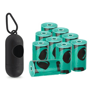 Poojavi  Puppies Combo of Waste Pick up - Biodegradable Garbage/Waste/Poop Bag with Poop Bag Dispenser with Metal Carabiner Clip | Hands-Free Dispenser Fits Any Pet Leash (Dispenser + 9 PoopBag)