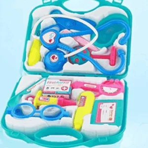 Pretend Play Doctor Set with Foldable Suitcase, Compact Medical Accessories Pretend Play | Game Toy Kit for 3 + Year Kids, Boys and Girls (Economy Open Doctor Set-Blue)