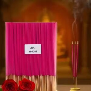Poojavi Premium Rose Agarbatti 400 gm ? Long Lasting Natural Incense Sticks for Puja, Meditation & Aromatherapy