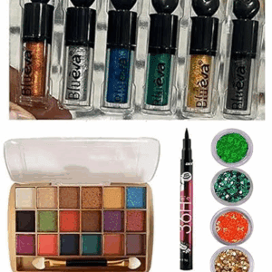 Poojavi combo New Eyeliner 06 Color + Eyeshadow kit 18 color + Eye Shadow powder + waterproof Liquid Eyeliner (code- 1000)