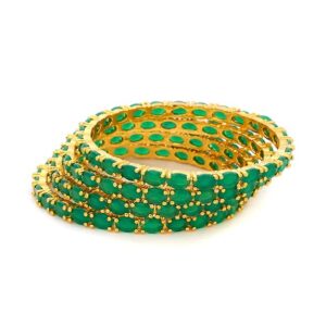 American Diamond Traditional Gold Plated Bangles Set for Women | Stylish Bangles | Glass Bangles Set | Traditional Gold Plated Bangles | Chudi Set | Raindrop Glass Bangles | Kangan | Elegant Bangle & Chudi Set.