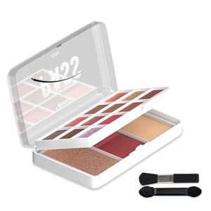 Poojavi Pocket Pass All-in-one Makeup Face Palette| Eyeshadows, Compact, Blush, Highlighter with Brushes| Highly Pigmented | Mix of Mattes & Shimmers |Travel-Friendly |Premium Pass