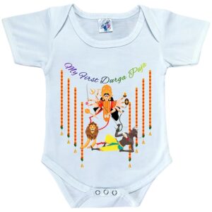 My First Navratri Durga Puja Romper Bodysuit Onesie Dress for Newborn Baby Boys Girls