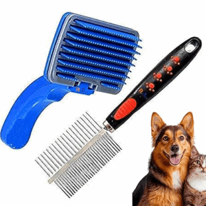 Poojavi 2 in 1 Pet Comb Pack Adjustable Dog/Puppy Brush/Pet Comb for Grooming Cum Massager and Safety from Mites/Lice/Ticks Combo Pack of 2 Comb Large Size