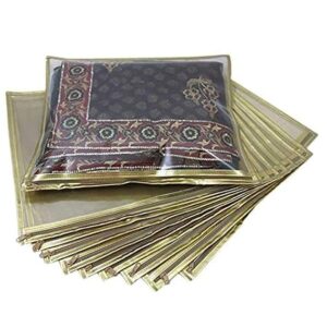 Non-Woven Single Saree Bags Golden Colour, Transparent Saree Covers With Zip, Saree Covers For Storage, Wardrobe Organiser, Size-36x42x2CM (Pack of 10)