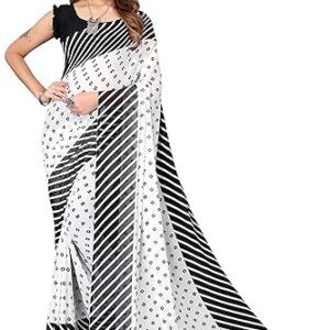 Womens Printed Georgette Saree With Blouse Piece