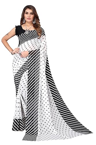 Womens Printed Georgette Saree With Blouse Piece