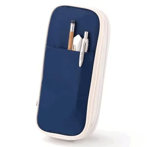 Big Capacity Pencil Case Large Pencil Pouch Stationery Pen Bag for Teen Girls-Navy, Grey